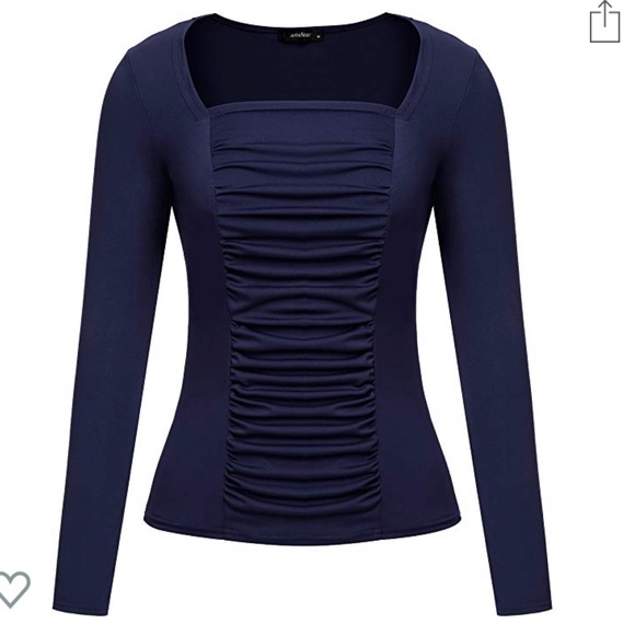 Tops - Mixfeer Ruched Front Square Neck Long Sleeve Top